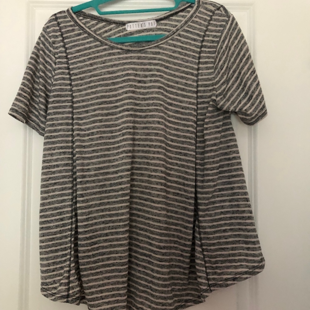 Potter's Pot striped swing shirt rounded hem